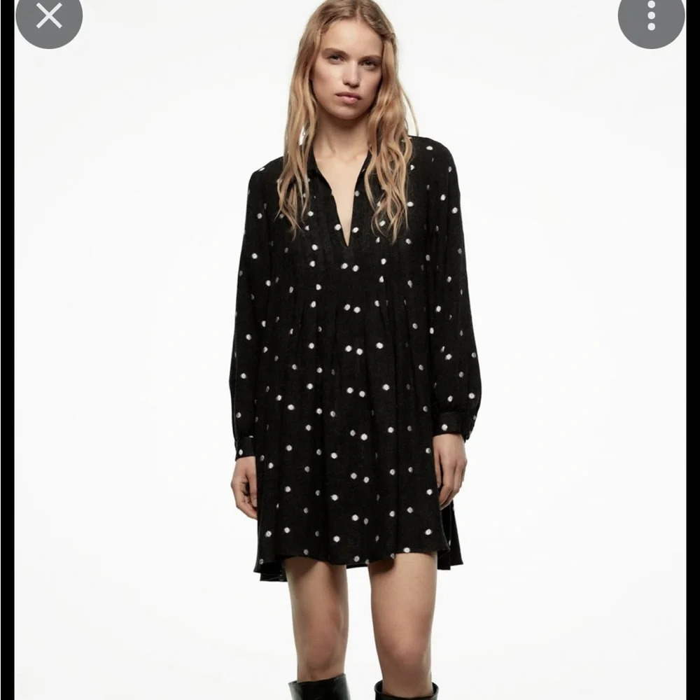 NWT ZARA CONTRAST POLKA DOT DRESS